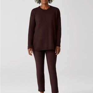 Eileen Fisher Dark Brown Pull-on Straight Leg crepe Pants medium
